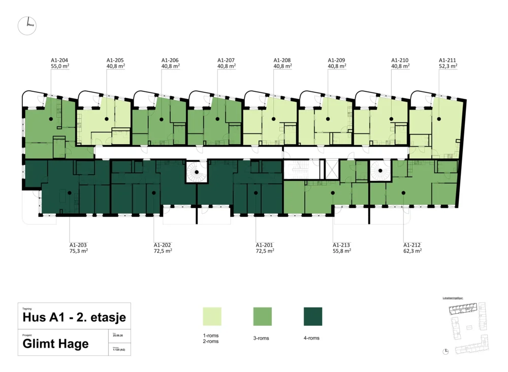 Etasjeplan Hus A1 - 2. Etg