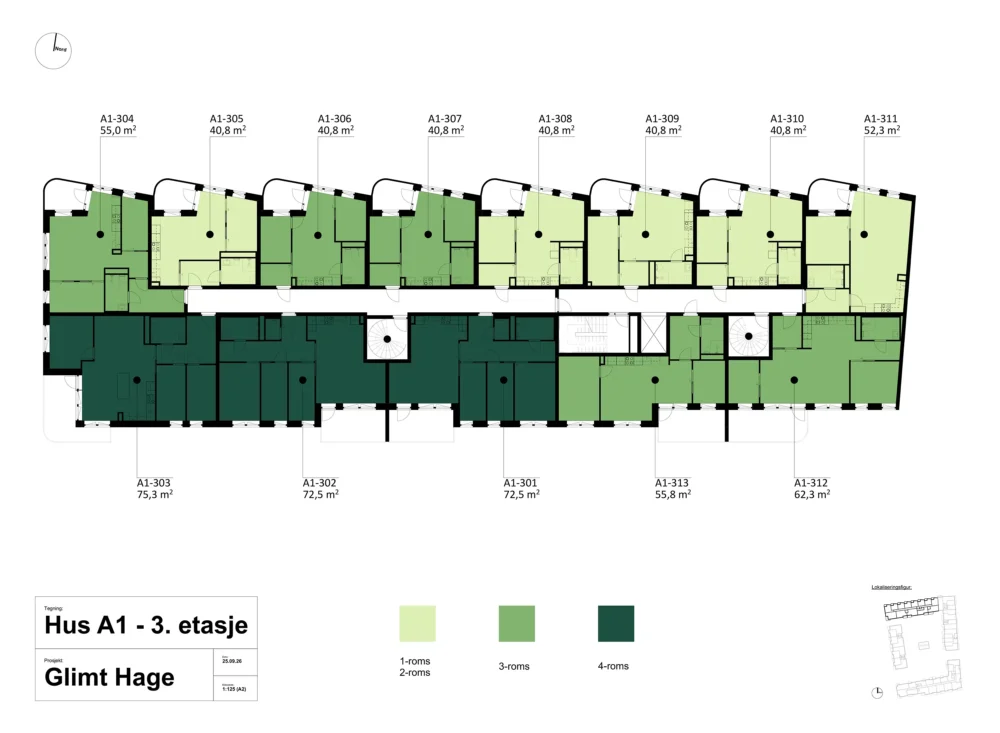 Etasjeplan Hus A1 - 3. Etg